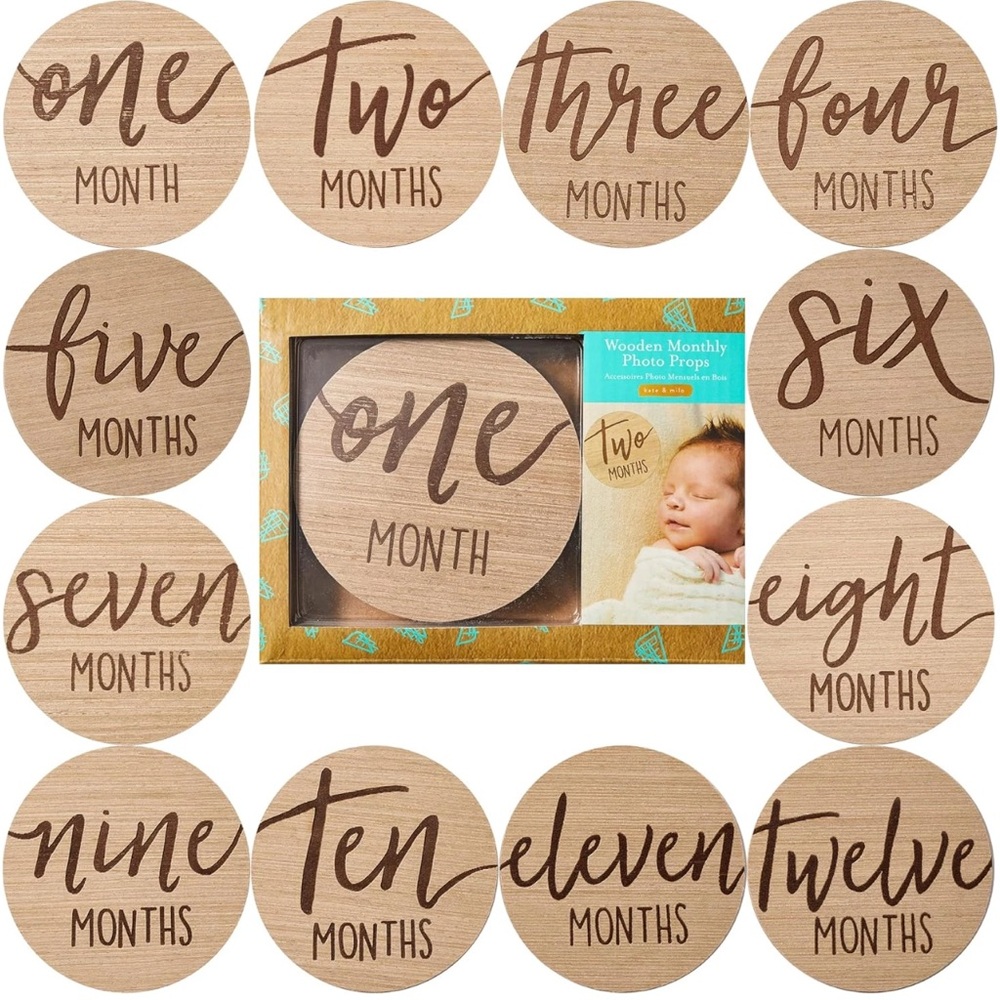 ☀️ 3 for 25 ☀️ NWT Wooden Baby Milestone Photo Props